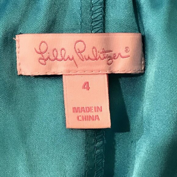 Lilly Pulitzer Cee Cee Dress Blue Snorkel Coral Mesh Lace Size 4 Drop Waist Long - Picture 15 of 15